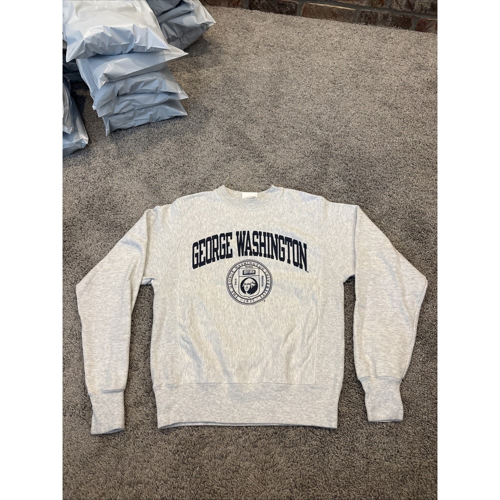 Vintage Champion Reverse Weave George Washington Crewneck Sweatshirt Gray XS EUC